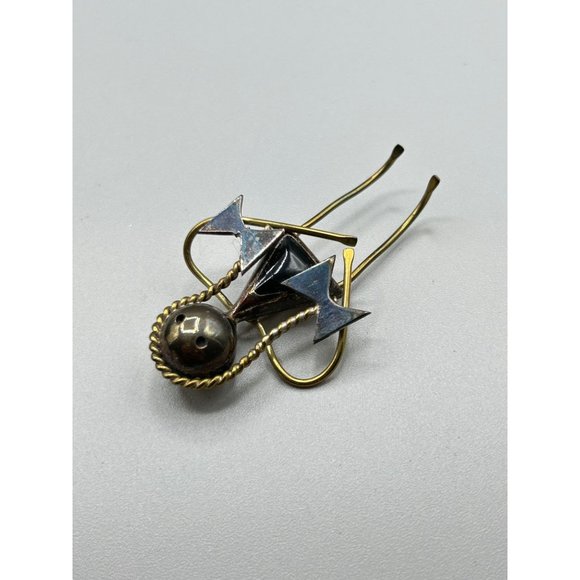 Girl with Braids Pin Brooch Sterling Silver Mixed Metal Taxco Mexico Handcrafted - Picture 5 of 7